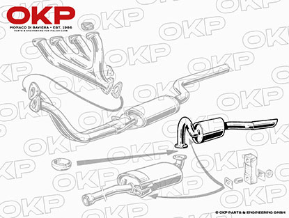 Schalldämpfer hinten Fastback Spider bis Bj. 82 