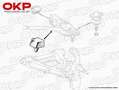 Front bump stop for upper control arm 105 + M + A