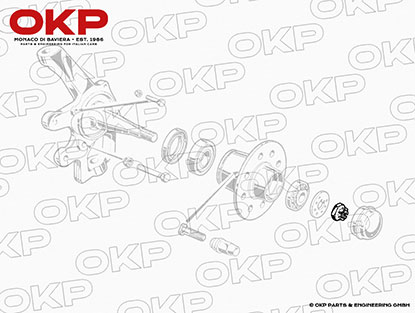 Front right wheel bearing crown nut 1300 - 2000cc