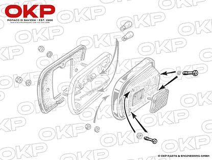 Schraubenset (4 Stk.) für Rücklichtglas 1300 - 1750 GT 