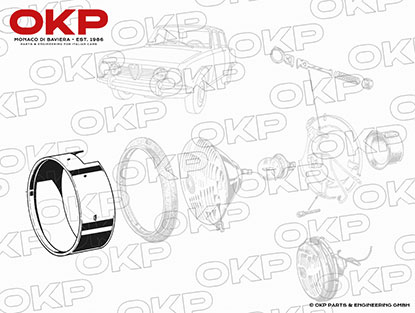 Chromring Scheinwerfer innen 1750 - 2000 Berlina