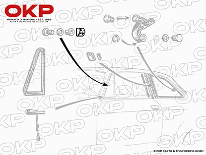 Satz Scharniere Dreiecksfenster GT Bertone rechts + links