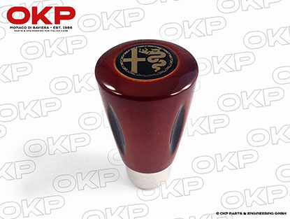 Gearshift knob red-brown with Alfa Romeo logo