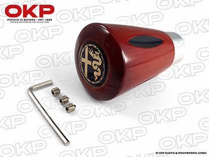 Gearshift knob red-brown with Alfa Romeo logo