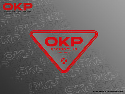 Sticker OKP RACING CLUB 120 x 70mm RED inside