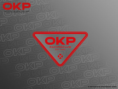 Sticker OKP RACING CLUB  80 x 45mm RED inside