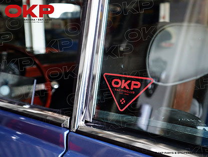 Sticker OKP RACING CLUB  80 x 45mm RED inside