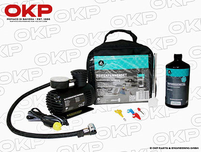 Tire repair set with electric 12V compressor