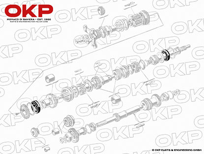 Transmission bearing main shaft front / centre / rear 1900