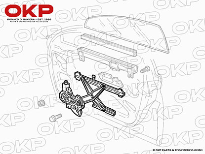 Meccanismo alzavetro completo Alfa 166 anteriore destro