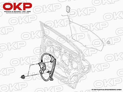 Fensterheber kpl. mit Motor Alfa 166 hinten rechts