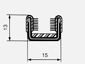 Side window guide felt 15mm (per meter)