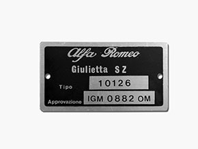 Targhetta Alfa Romeo 101.26 Giulietta SZ